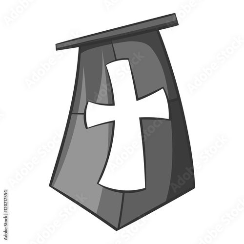 Flag of crusaders icon in black monochrome style isolated on white background. Distinction symbol vector illustration