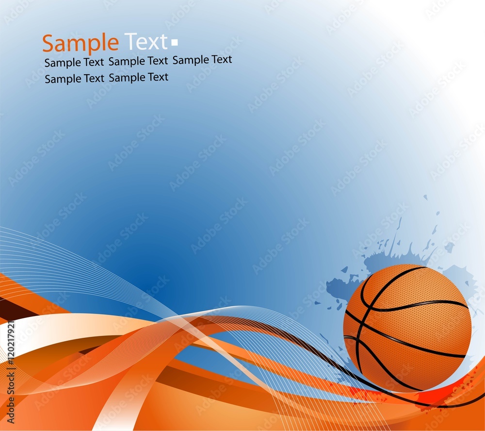 Sample text. Basketball ball. Vector