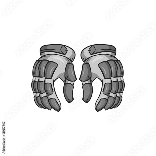 Hockey gloves icon in black monochrome style isolated on white background. Sport symbol vector illustration