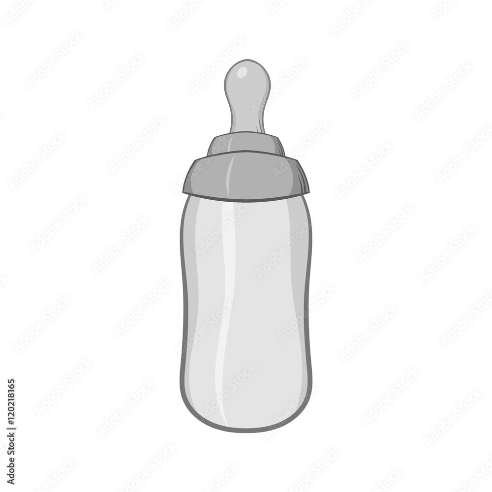 Bottle feeding icon in black monochrome style isolated on white background. Children care symbol vector illustration Bottle feeding icon in black monochrome style isolated on white background. Children care symbol vector illustration