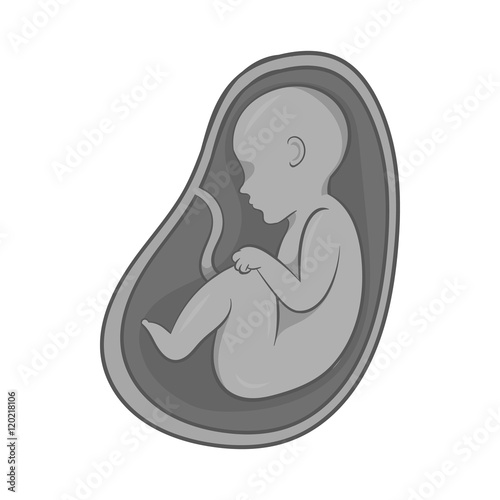 Embryo in stomach icon in black monochrome style isolated on white background. Pregnancy symbol vector illustration