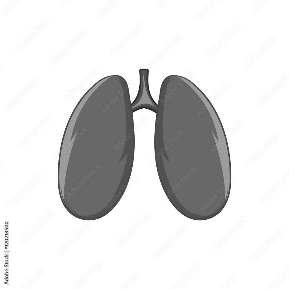 Lungs icon in black monochrome style isolated on white background. Human organs symbol vector illustration Lungs icon in black monochrome style isolated on white background. Human organs symbol vector illustration
