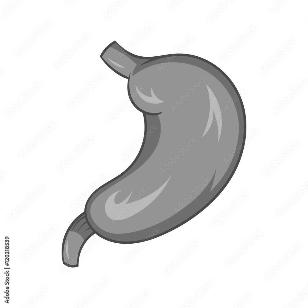 Stomach icon in black monochrome style isolated on white background. Human organs symbol vector illustration Stomach icon in black monochrome style isolated on white background. Human organs symbol vector illustration