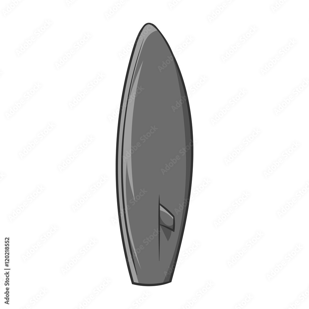Surfboard icon in black monochrome style isolated on white background. Surfing symbol vector illustration Surfboard icon in black monochrome style isolated on white background. Surfing symbol vector illustration