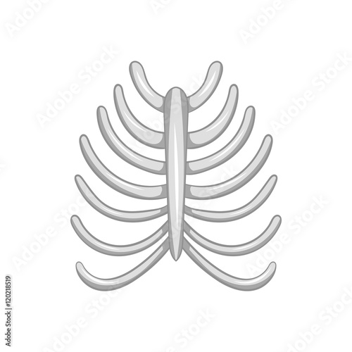 Ribs icon in black monochrome style isolated on white background. Human bones symbol vector illustration