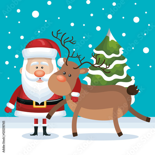santa claus reindeer christmas isolated vector illustration eps 10