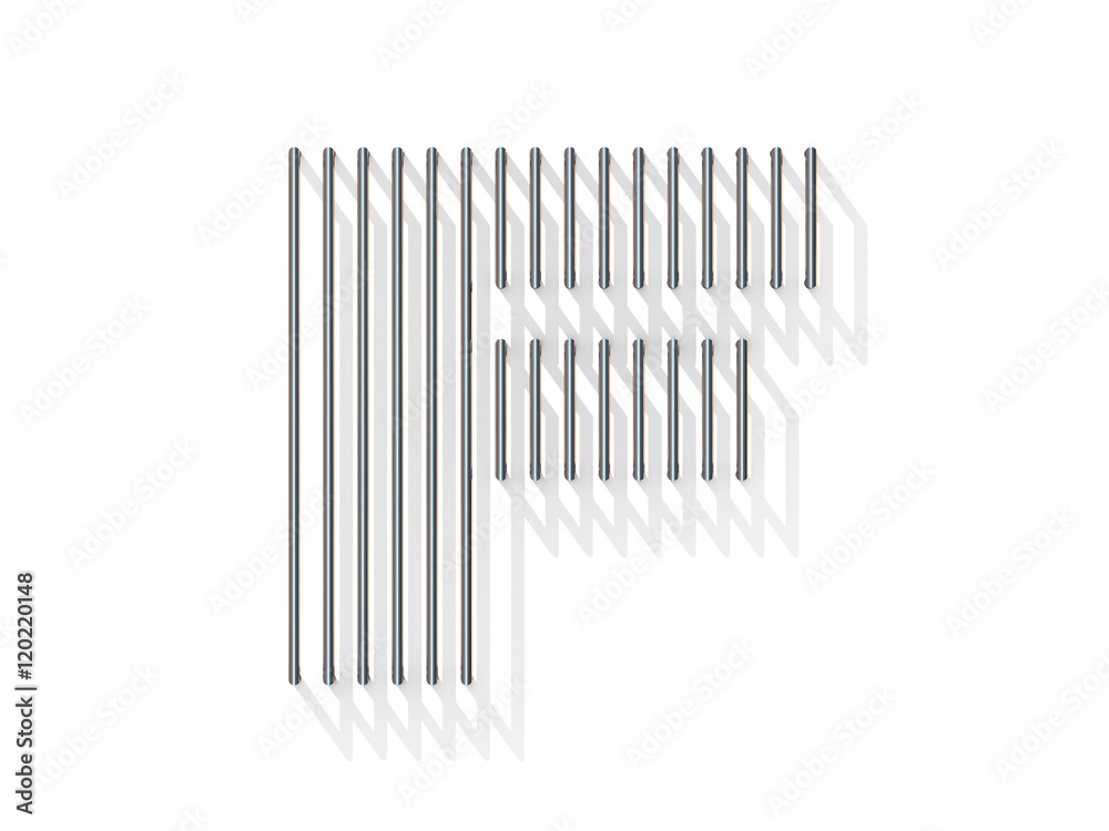 Silver, steel wire font. Letter F Silver, steel wire font. Letter F