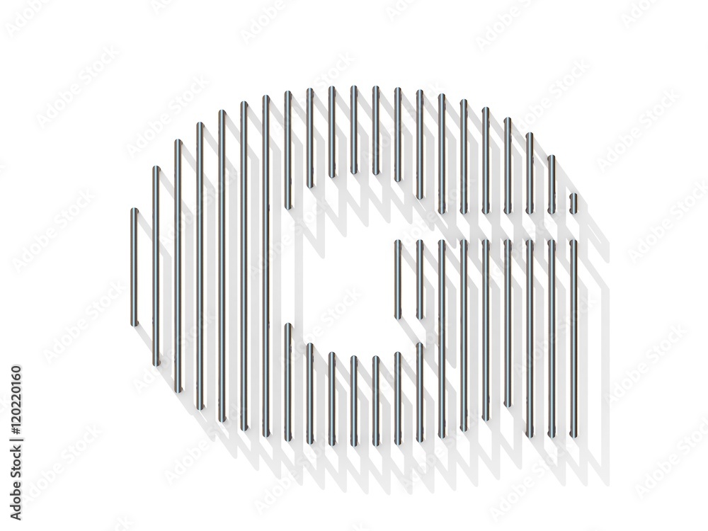 Silver, steel wire font. Letter G Silver, steel wire font. Letter G