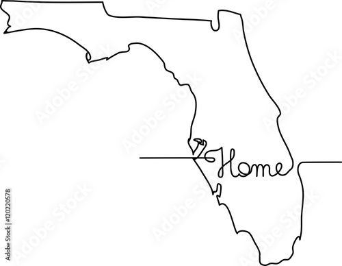 continuous line drawing of Florida home sign