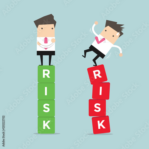 Business risk management of difference businessman between a success and failure.