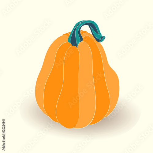 Card with pumpkin on white background.