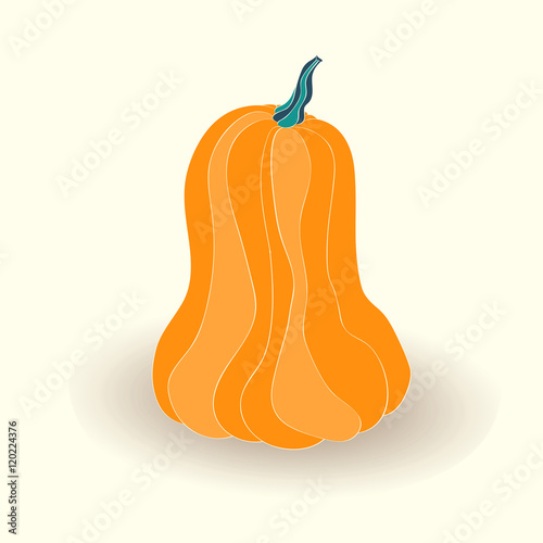 Card with pumpkin on white background.