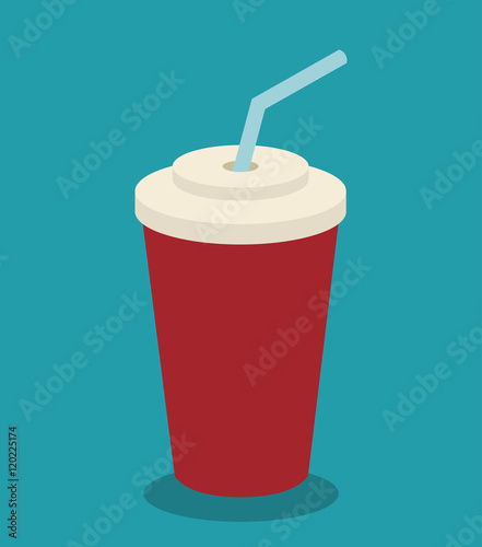 icon soda plastic cup straw design vector illustration eps 10