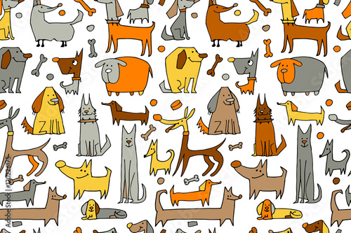 Funny dogs collection, seamless pattern for your design