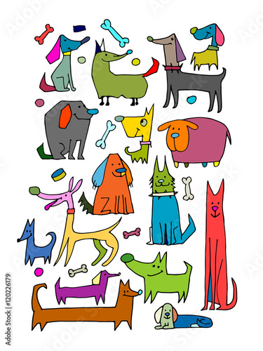 Funny dogs collection, sketch for your design