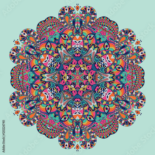 Vector ornamental background. Decor for your design, lace ornament. Round pattern, oriental style