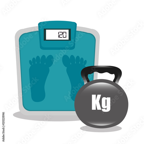 cartoon bathroom scale dumbbell elements design vector illustration eps 10