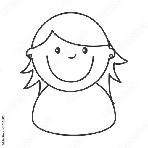 little cute girl isolated icon vector illustration design