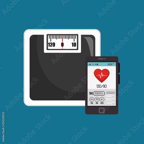 cartoon bathroom scale dumbbell elements design vector illustration eps 10