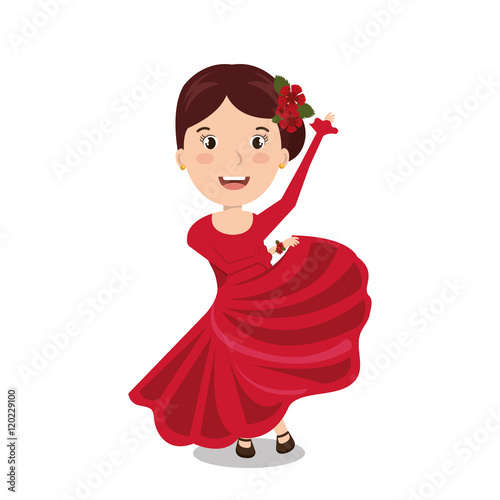 woman cartoon dancer flamenco design vector illustration eps 10
