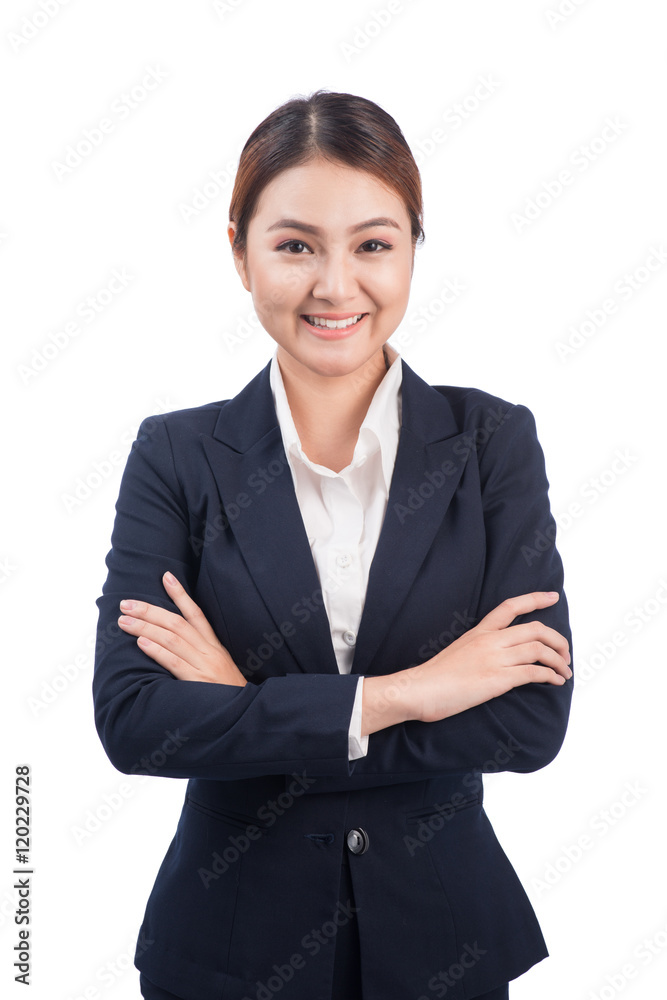 Business asian woman portrait. Crossed arms. Isolated on White. Business asian woman portrait. Crossed arms. Isolated on White.