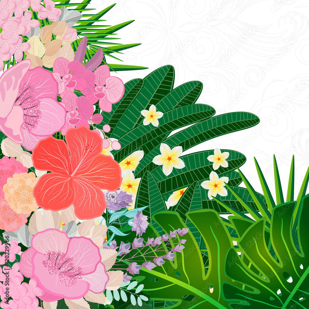 Fototapeta premium Watercolor colors flower background. Spring nature design.