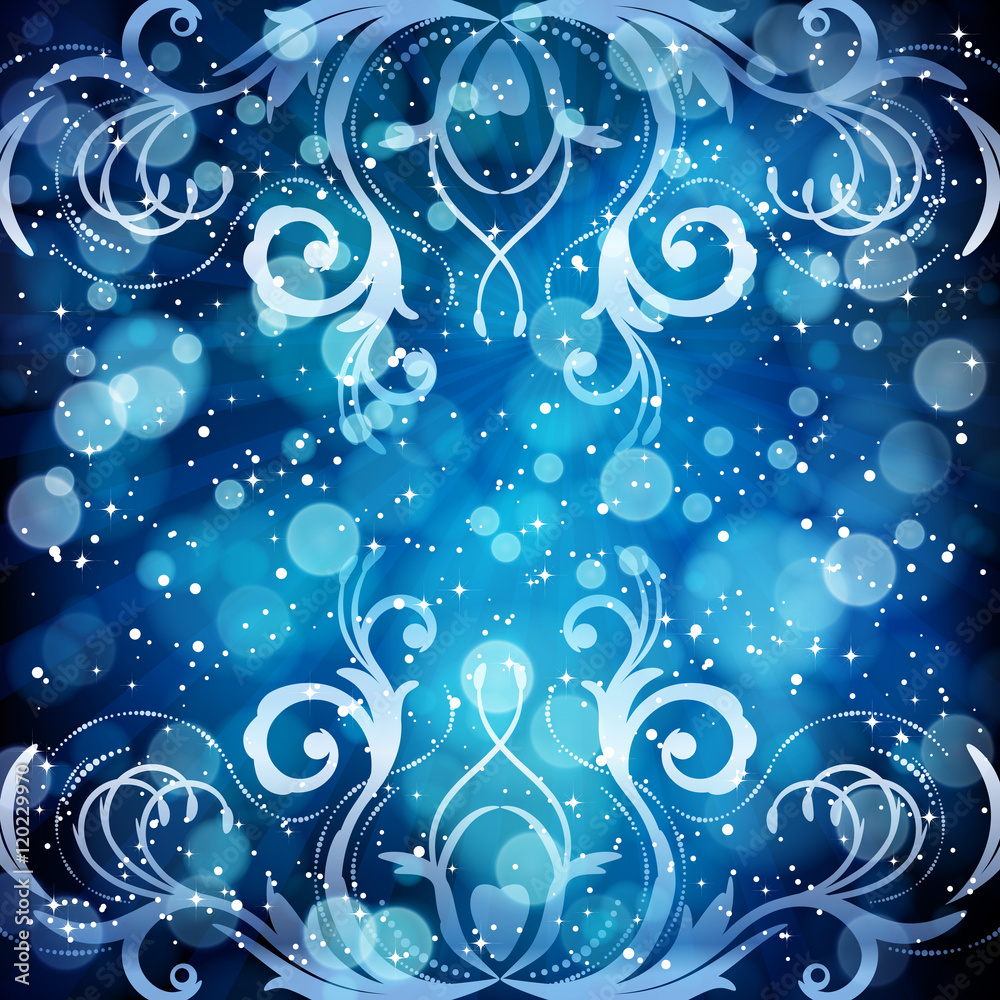 Abstract floral pattern on a blue background. Abstract floral pattern on a blue background.
