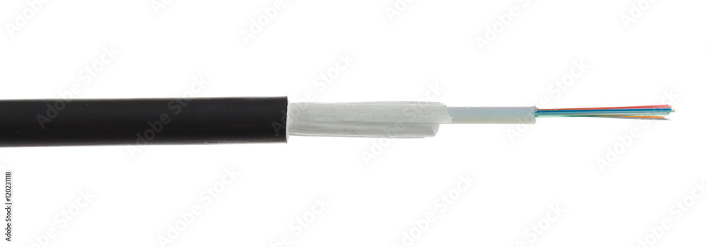Fiber optic cable detail isolated on white Fiber optic cable detail isolated on white