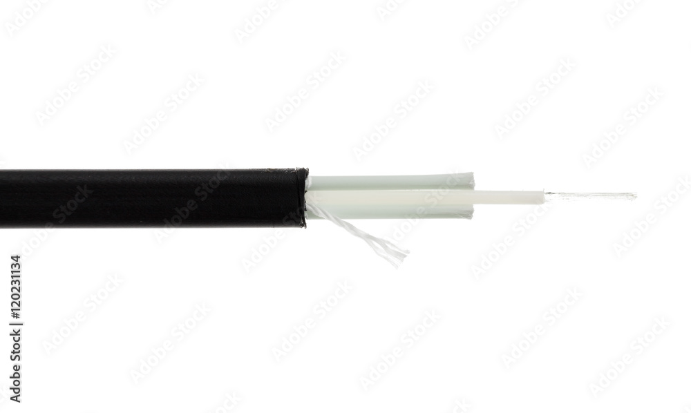 Fiber optic cable detail isolated on white Fiber optic cable detail isolated on white