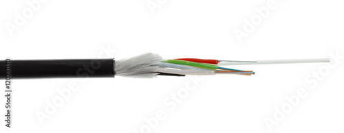 Fiber optic cable detail isolated on white