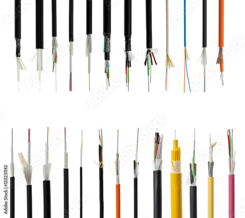 25 Fiber optical cable isolated on white
