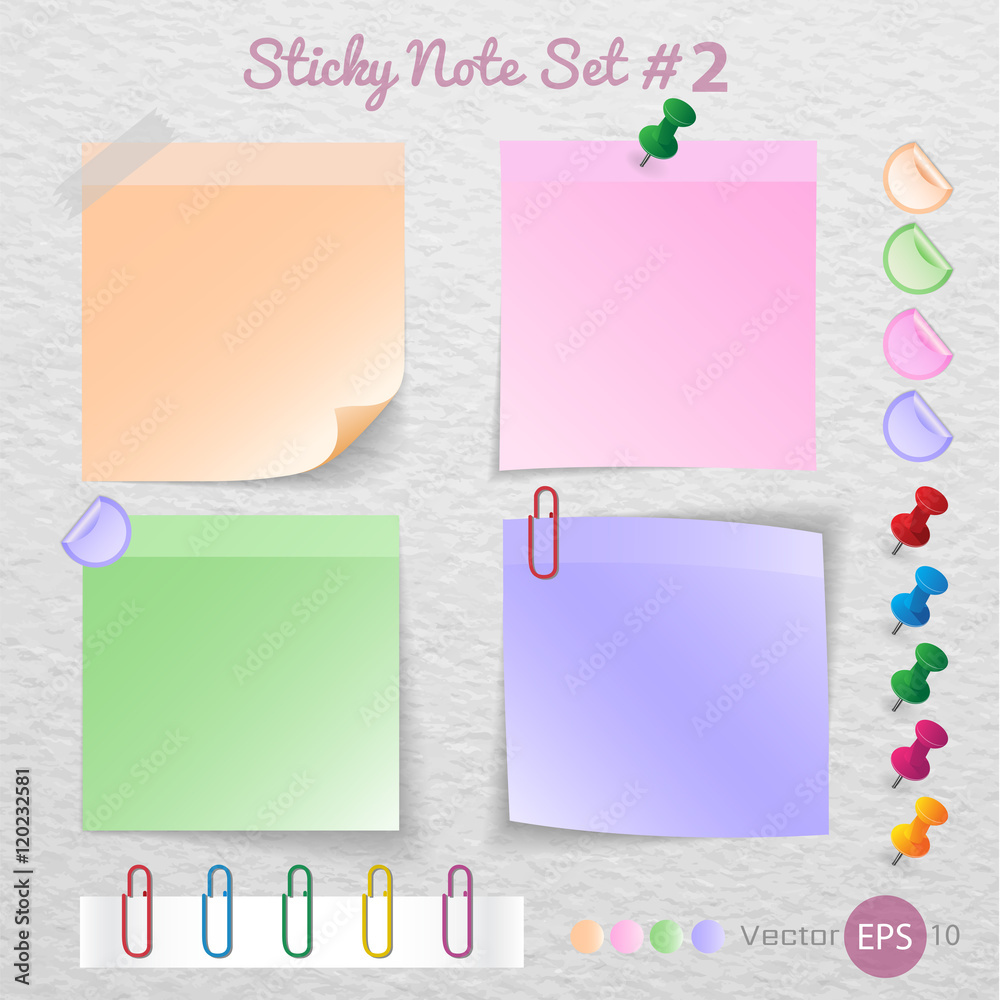 Stick note paper with Color set Isolate on white background,Vec Stock ...