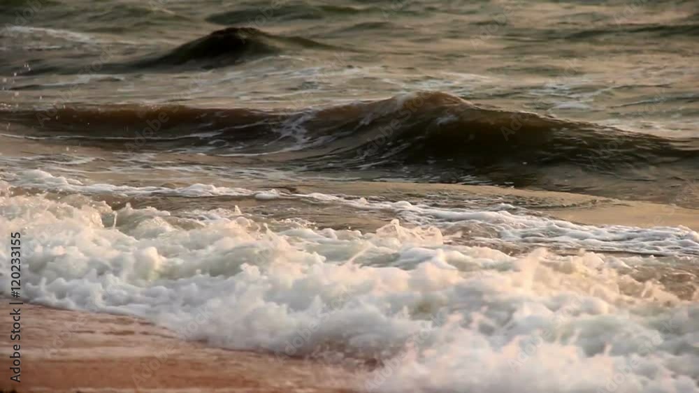 close-up sea waves at morning time