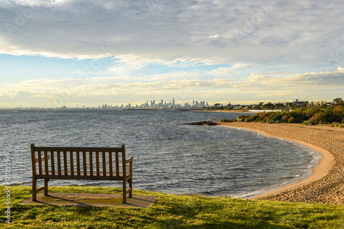 Wooden bench near Brighton beach, Melbourne