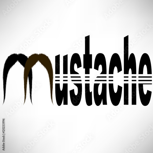 Mustache Silhouette Icon Isolated on Grey Background.