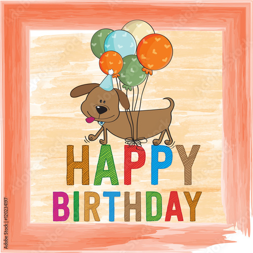 childish birthday card with funny dog