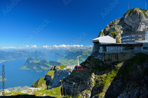 Cable car approach to the top of Pilatus mountain from Luzern, S