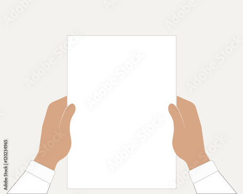 hands holding blank A4 copy space letter