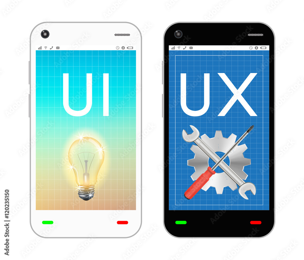 smartphone with ui and ux design on screen Stock-Vektorgrafik | Adobe Stock