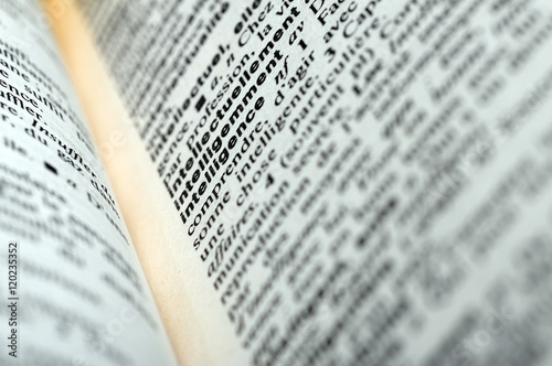 Close up of french dictionary