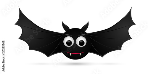 Flying bat isolated on white background.