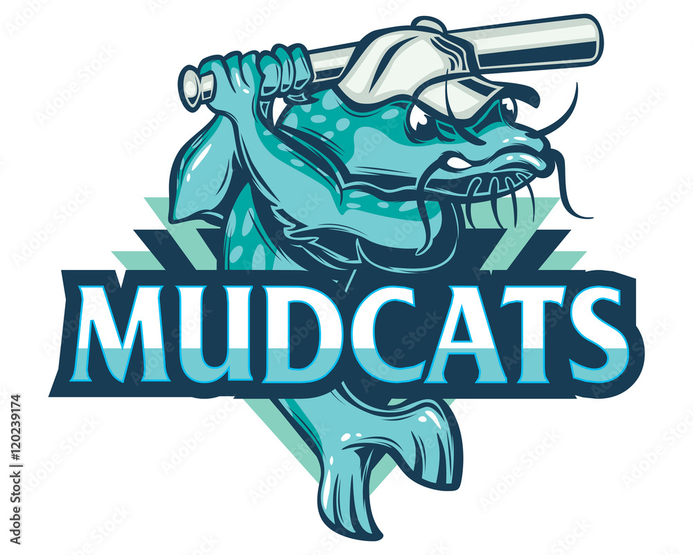Sport Baseball Team Emblem Mud Catfish Logo "MudCats" Stock Vector | Adobe  Stock