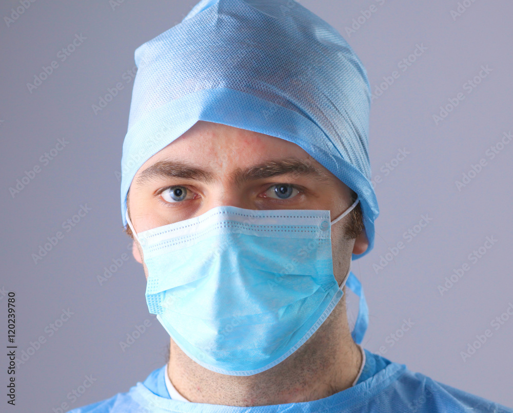 Surgeon in uniform close-up ready to step Surgeon in uniform close-up ready to step