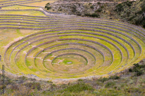 Ancient Inca circular agricultural terraces at Moray used to study the effects of different climatic conditions on crops. © cristinnastoian