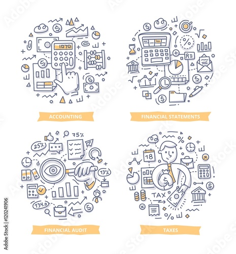 Financial Report & Accounting Doodle Illustrations