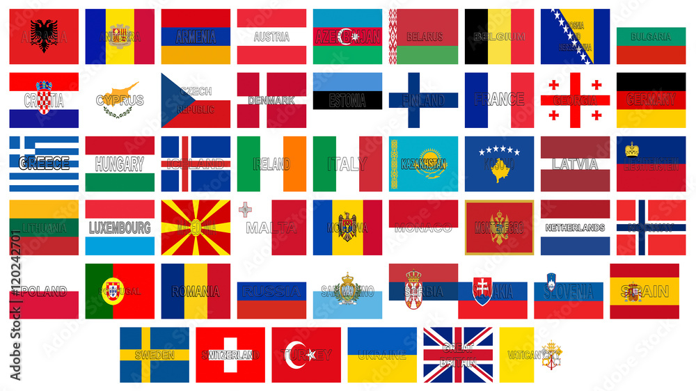 Flags of European Countries Stock Illustration - Illustration of