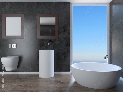 Bathroom lonely bachelor apartment. 3D visualization