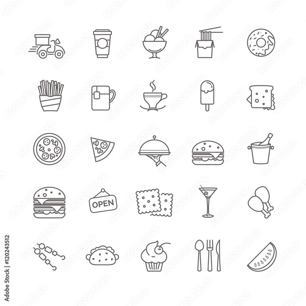Fototapeta fast food icons - stock set