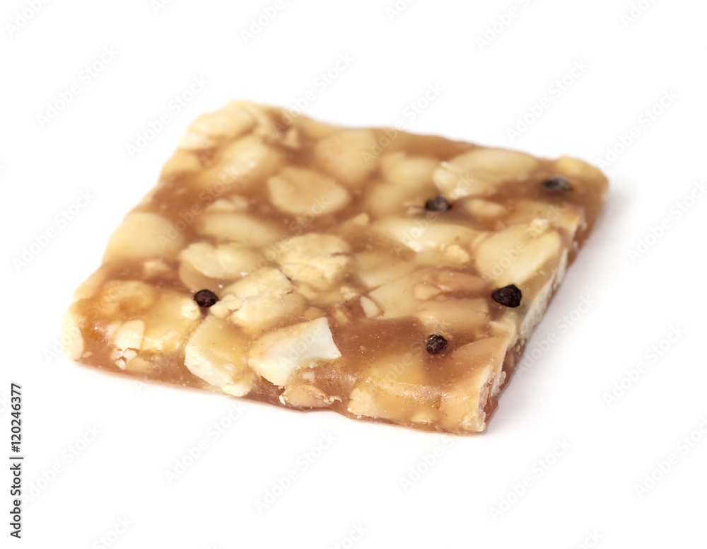Indian brittle over white Indian brittle over white