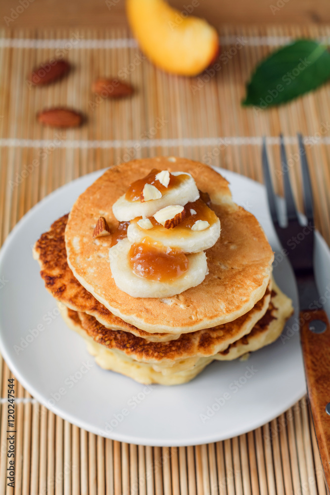 Pancakes with bananas and caramel Pancakes with bananas and caramel